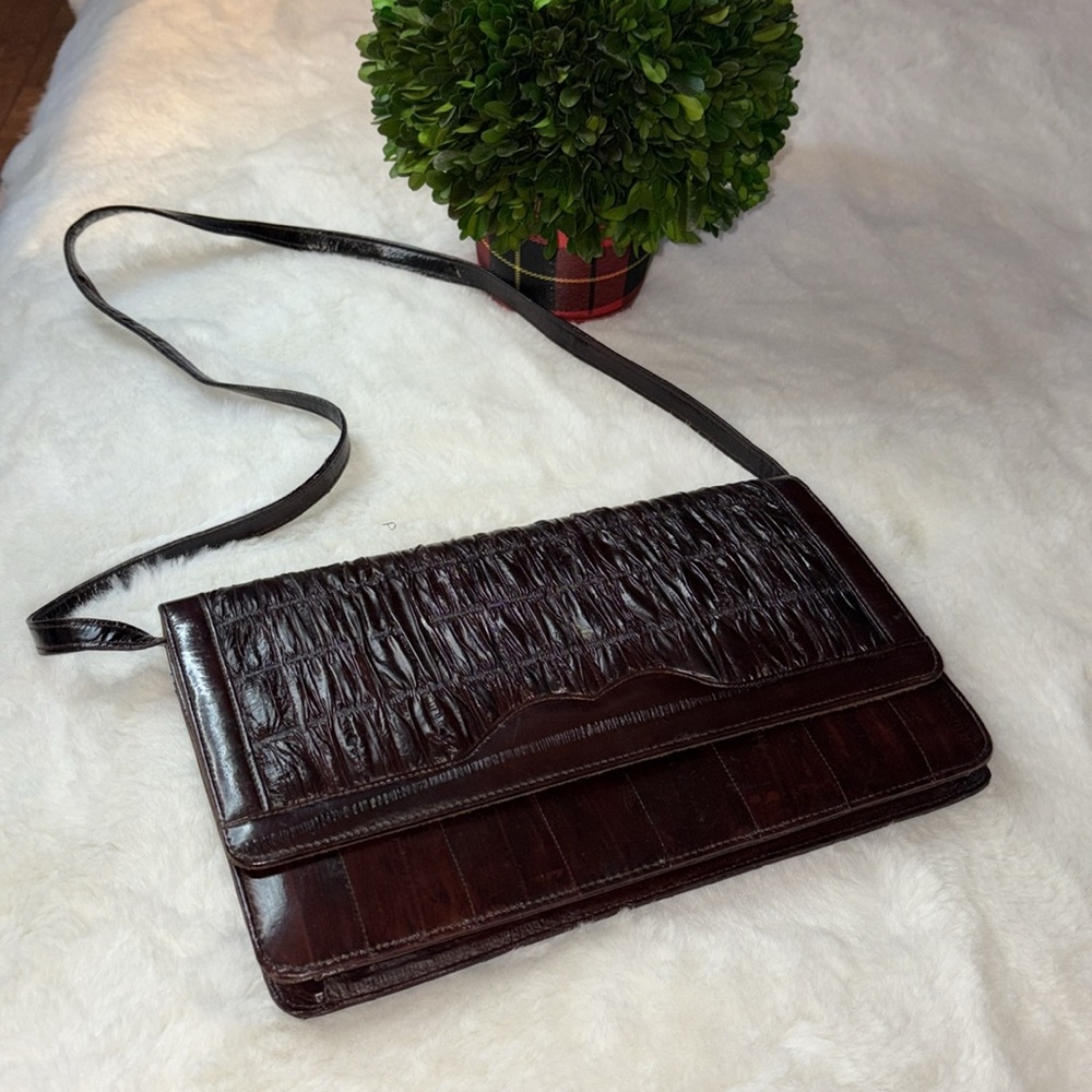 Genuine Luxury EEL Skin Purse w/ Strap Converts to Clutch Bag - Picture 3 of 15